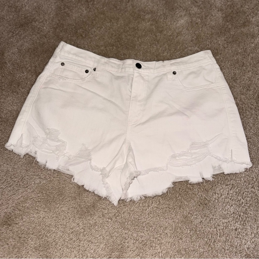 Aerie White Frayed Hem Jean Shorts
